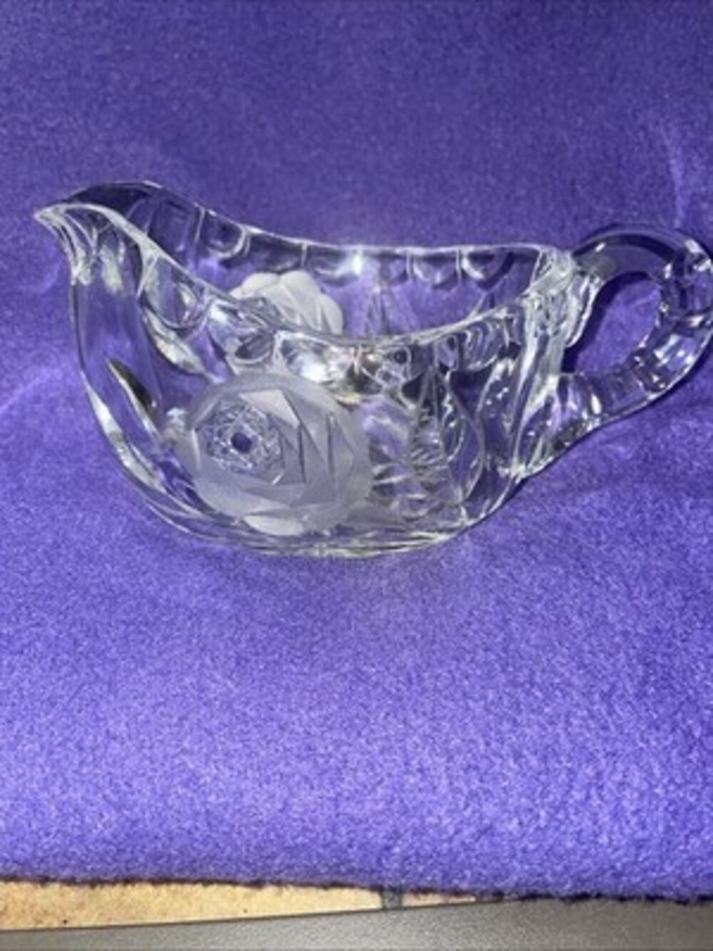 Lead Crystal Cream Pitcher. Look Closely At The Detail. Great Piece Of Glass.